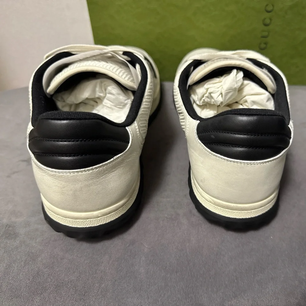 New Gucci GG Logo Sneakers Shoes Mac80 White Black Size UK 11.5 $950 - Picture 7 of 9